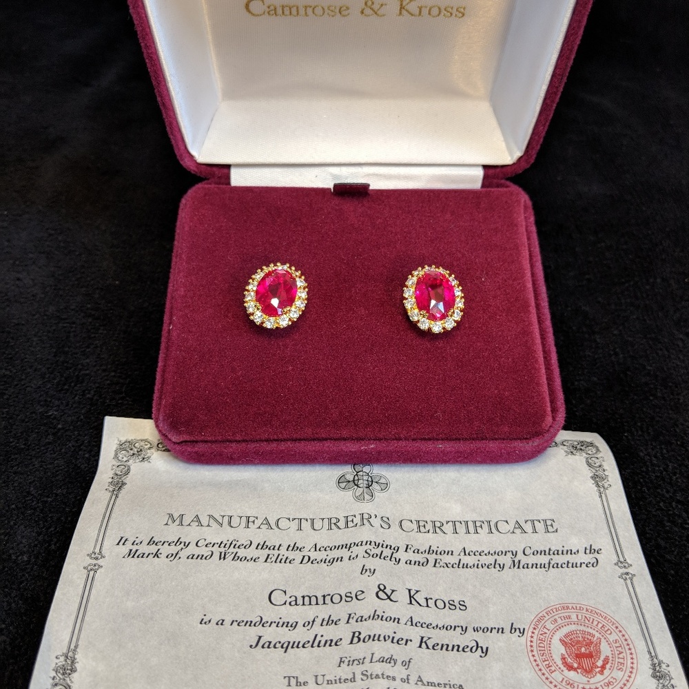 Camrose & Kross CZ and Ruby Earrings
